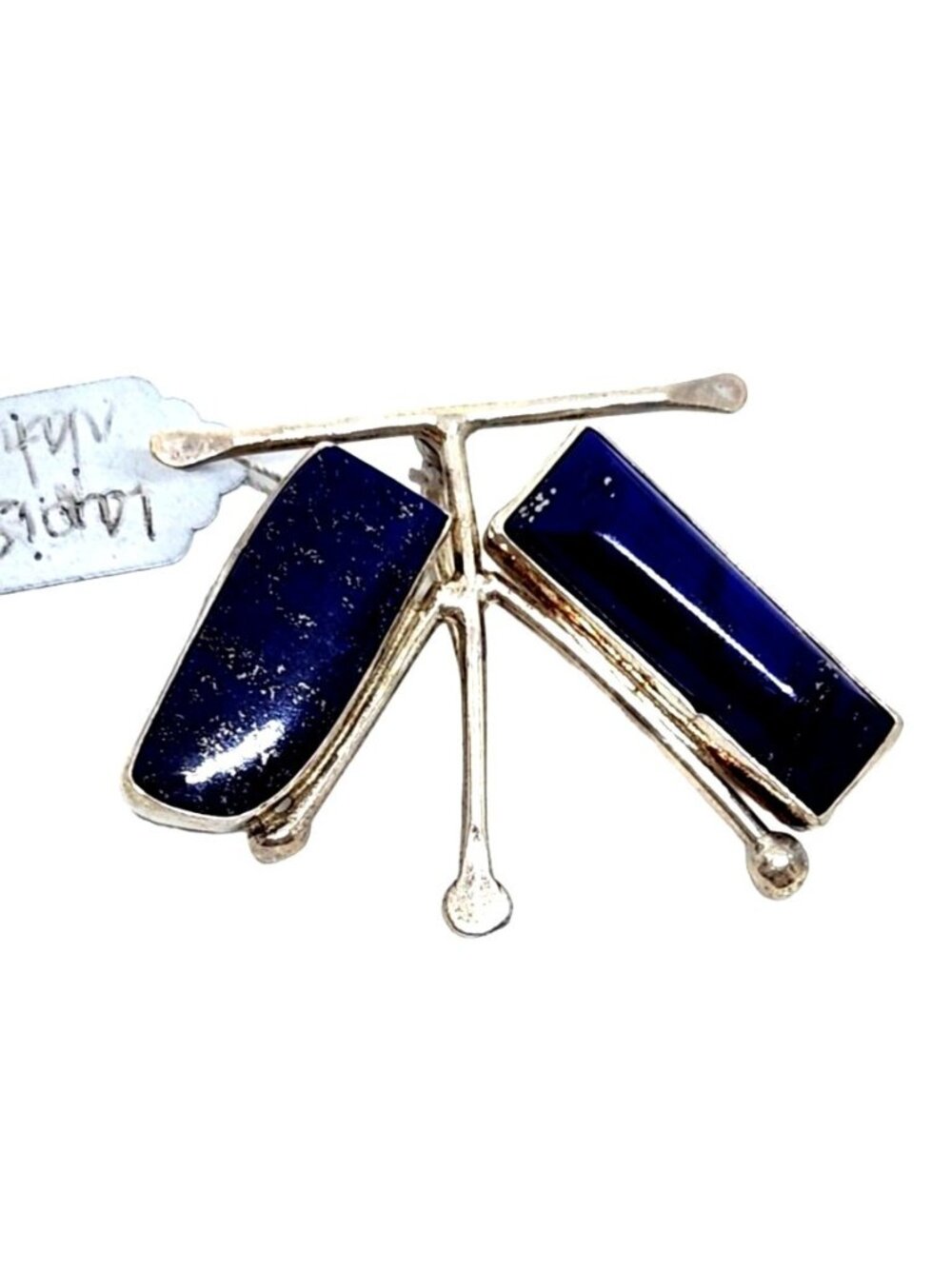 Pendant Purple Lapis Lazuli 925 gr  11.7 Gr  2 side stones 25mm x 10mm Loop 20mm